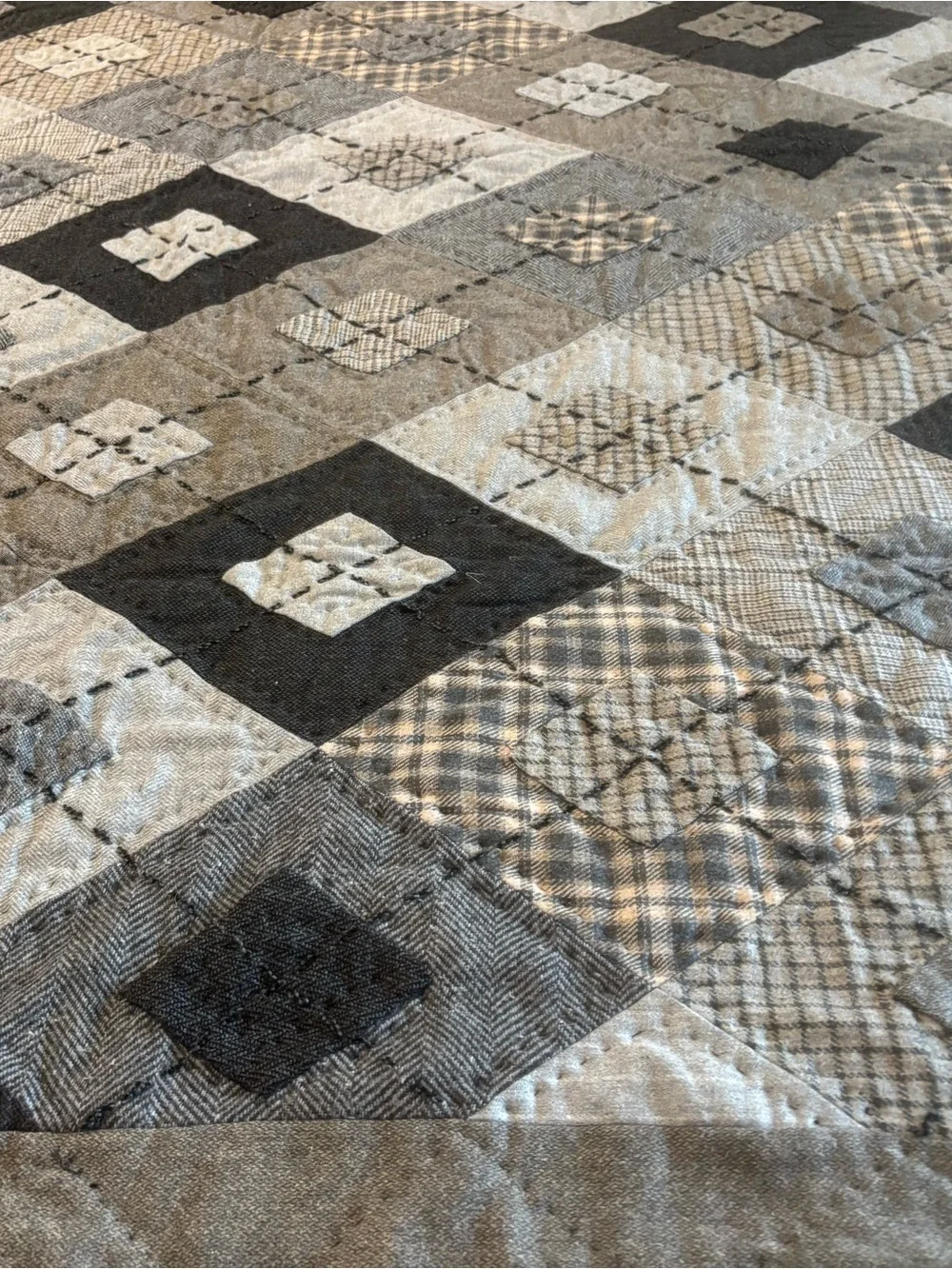 Pottery barn Handmade Patchwork Quilt - Gray queen
